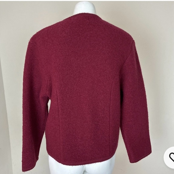 Vintage Orvis Womens Burgundy Cardigan/Jacket Button Up 100% Wool Size 10 - Picture 3 of 15